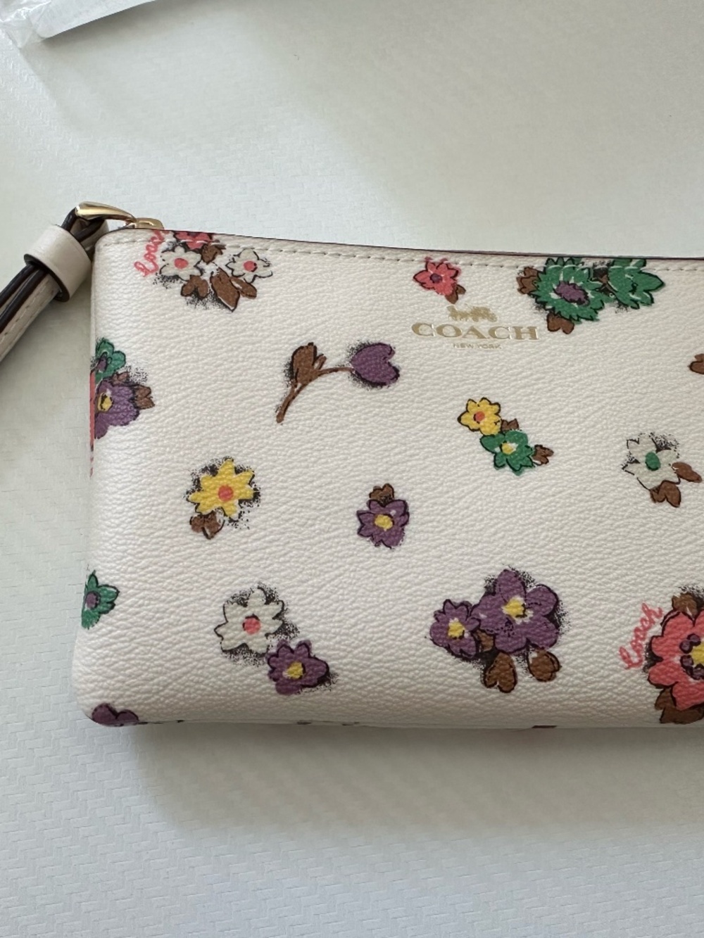 COACH Corner Zip Wristlet With Spaced Floral Field Print CA735 IMCAH
